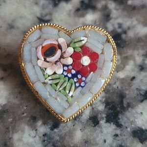 Heart-Shaped Mosaic Brooch